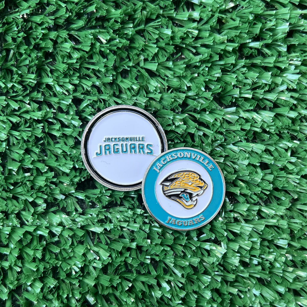 Jacksonville Jaguars double-sided ball marker — fun golf accessory