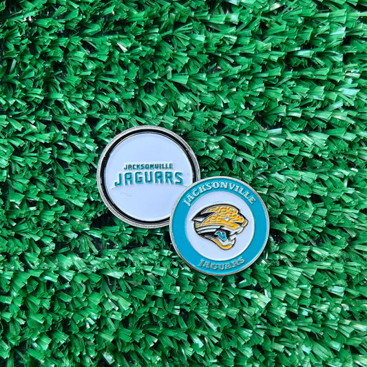 Jacksonville Jaguars double-sided ball marker — fun golf accessory