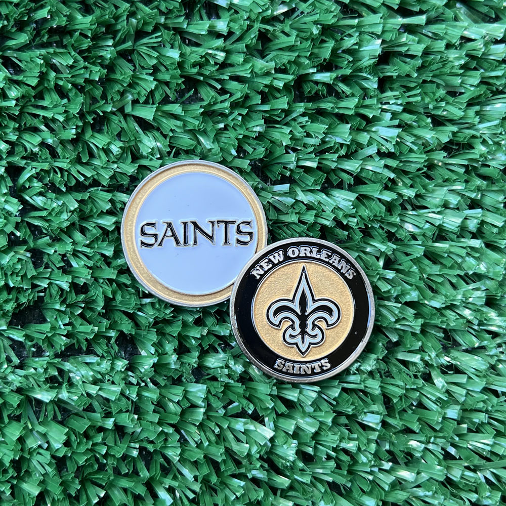 New Orleans Saints double-sided ball marker — fun golf accessory