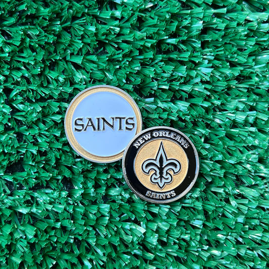 New Orleans Saints double-sided ball marker — fun golf accessory