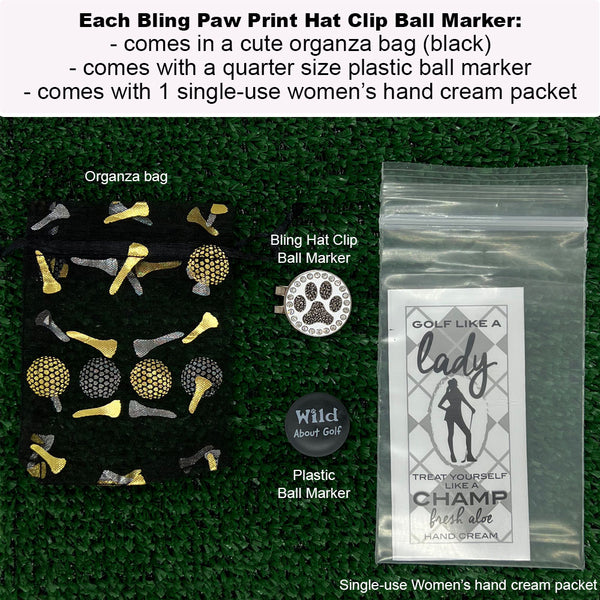 Packaging For The Giggle Golf Bling Paw Print (Black) Golf Ball Marker With Hat Clip