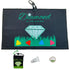 Giggle Golf diamond in the rough women's waffle golf towel, microfiber tee bag with four wooden golf tees, and a bling hat clip ball marker