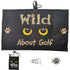 Giggle Golf Wild About Golf waffle golf towel, microfiber clip-on tee bag, and bling paw print ball marker on magnetic hat clip