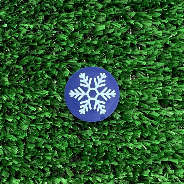 Giggle Golf Dark Blue & White Snowflake Quarter Size Plastic Golf Ball Marker