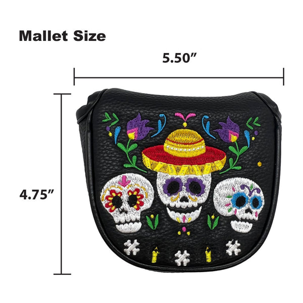 Size Chart For The Giggle Golf Sugar Skulls Mallet Putter Cover