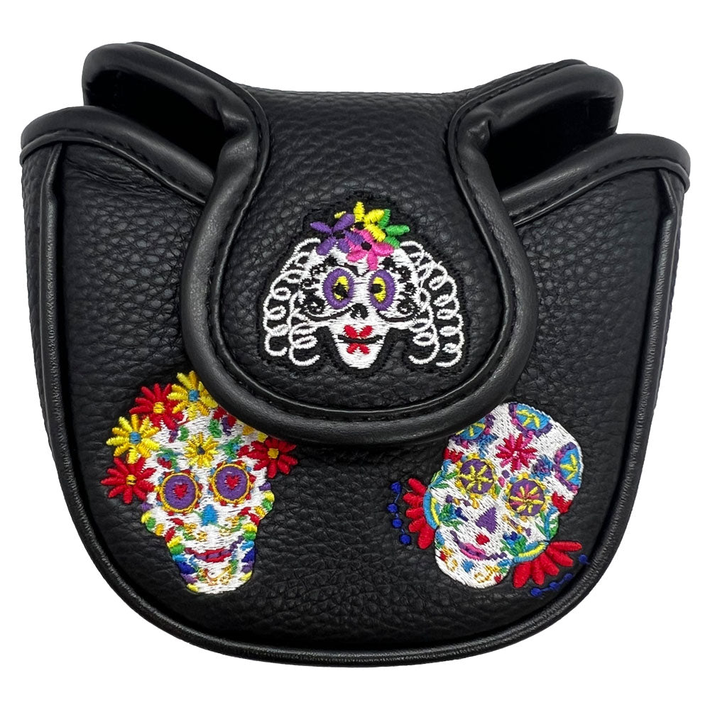 The back of the Giggle Golf Sugar Skulls mallet putter cover.