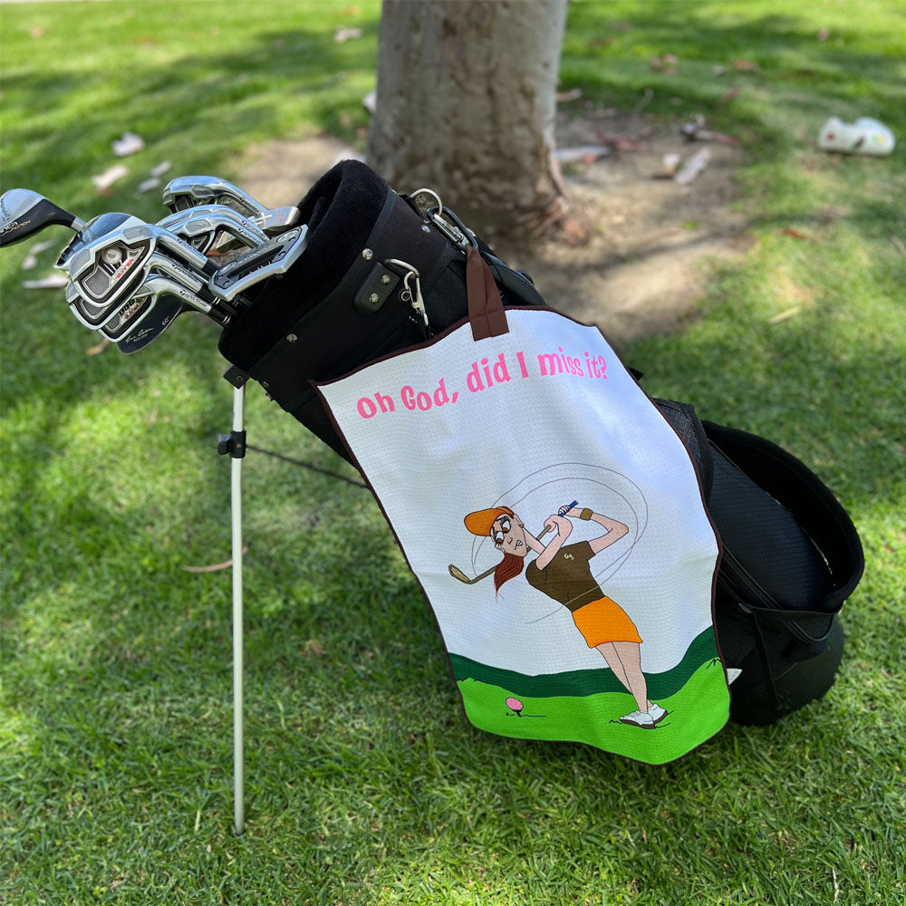 Giggle Golf Oh God Did I Miss It Waffle Golf Towel