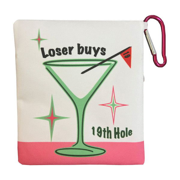 Giggle Golf 19th Hole Zippered Golf Tee Bag, Back