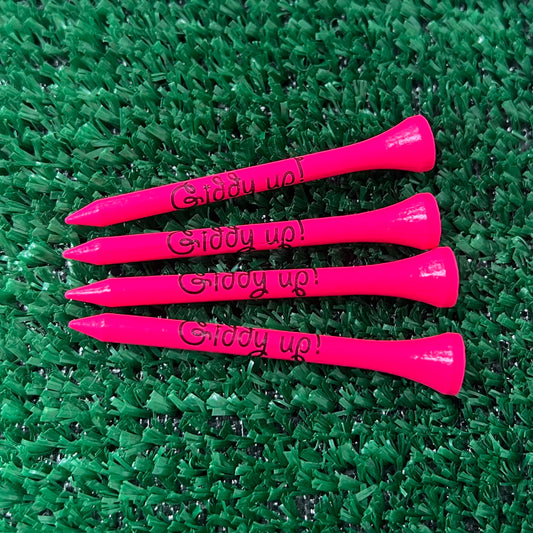 Giddy Up! Hot Pink Wooden Golf Tees | 2.75" Bulk Packs