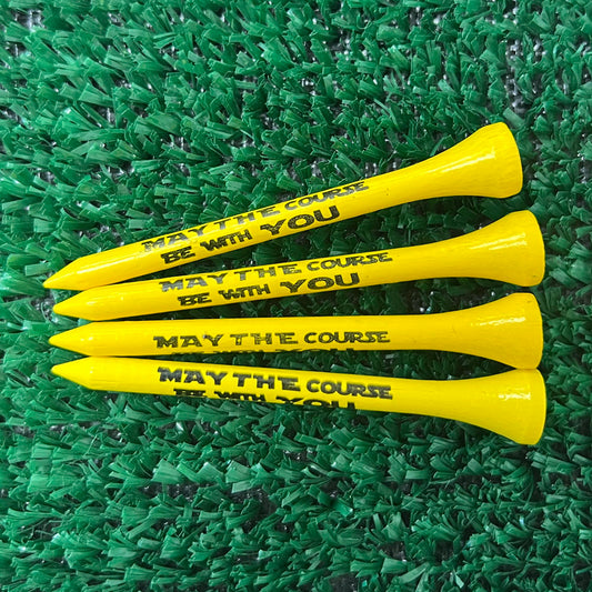 May The Course Yellow Wooden Golf Tees | 2.75" Bulk Packs