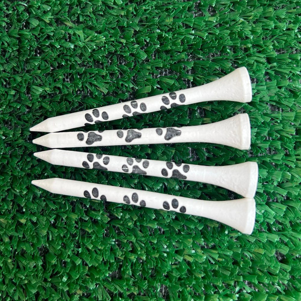 Paw Print White Wooden Golf Tees | 2.75" Bulk Packs