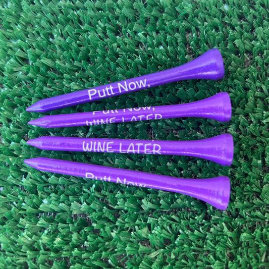 Putt Now, Wine Later Purple Wooden Golf Tees | 2.75" Bulk Packs