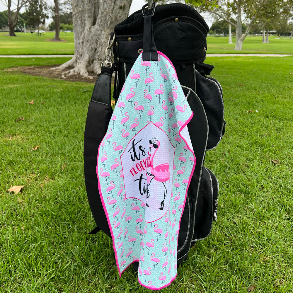 Flamingos Waffle Golf Towel