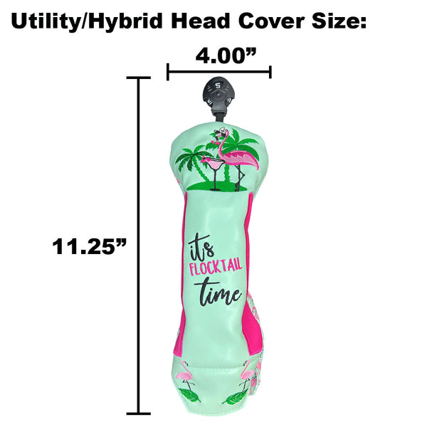 Giggle Golf Flamingos (Teal) Hybrid / Utility Head Cover Size