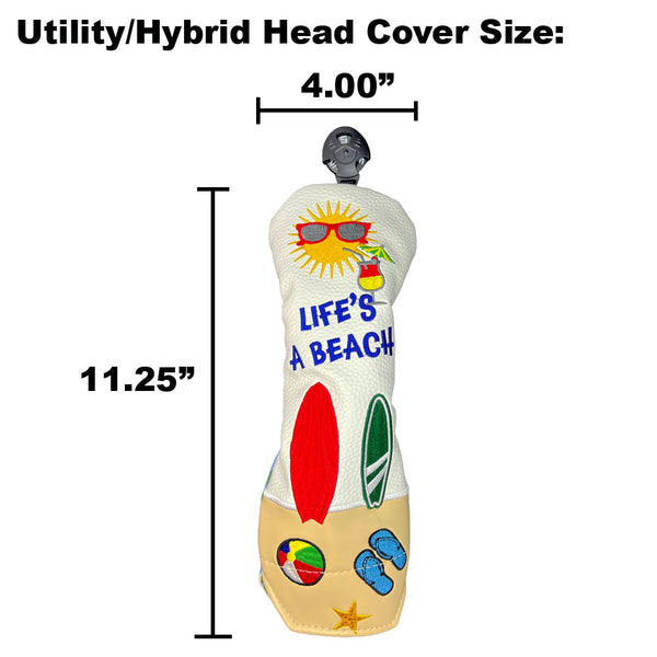 Giggle Golf Life's A Beach Hybrid / Utility Head Cover Size
