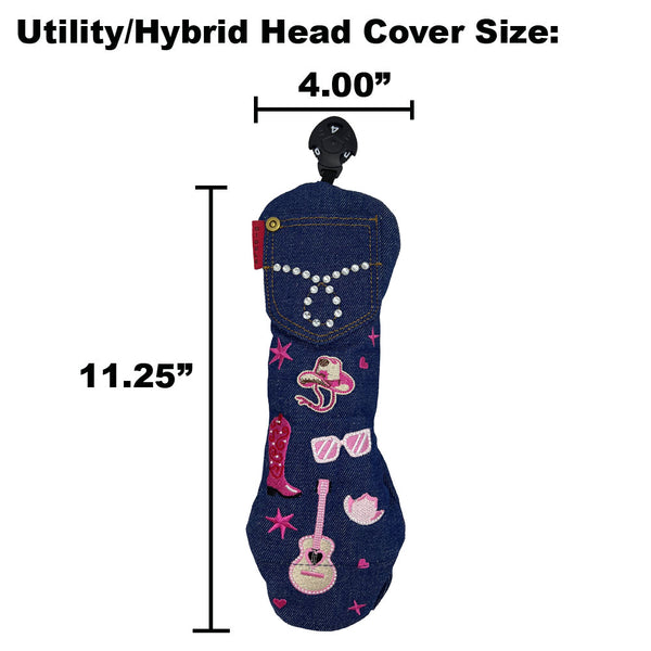 Giggle Golf Western Denim Utility/Hybrid Golf Club Head Cover Size