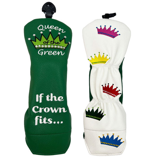 Giggle Golf Green Queen Of The Green Hybrid / Utility Golf Club Cover, Front & Back