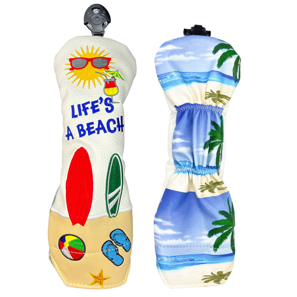 Giggle Golf Life's A Beach Hybrid / Utility Golf Club Cover, Front & Back