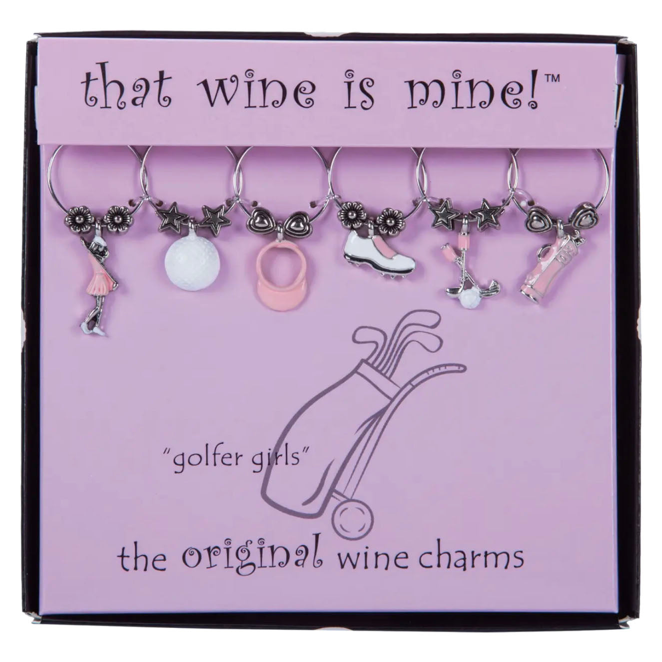 6-Piece Golfer Girls Wine Charms