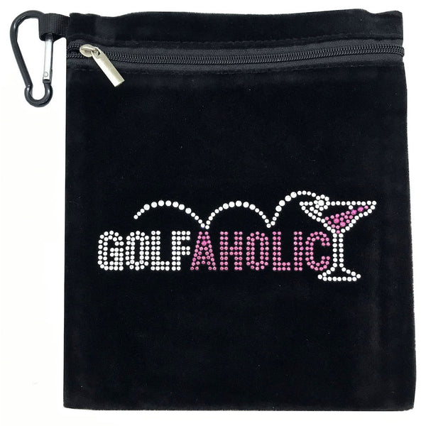 golfaholic pink martini clip on bling golf accessory bag