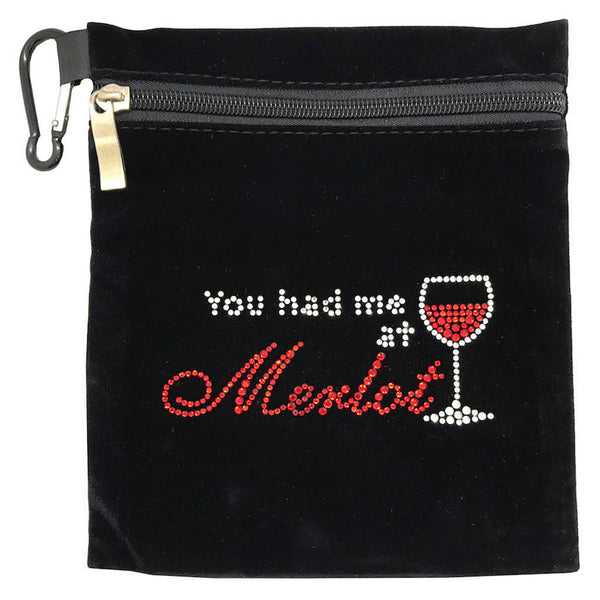 you had me at merlot clip on bling golf accessory bag