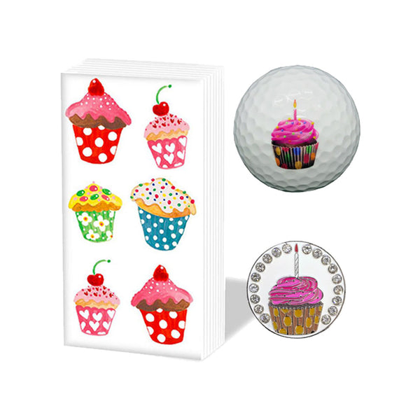 happy birthday golf gift pack cupcake design
