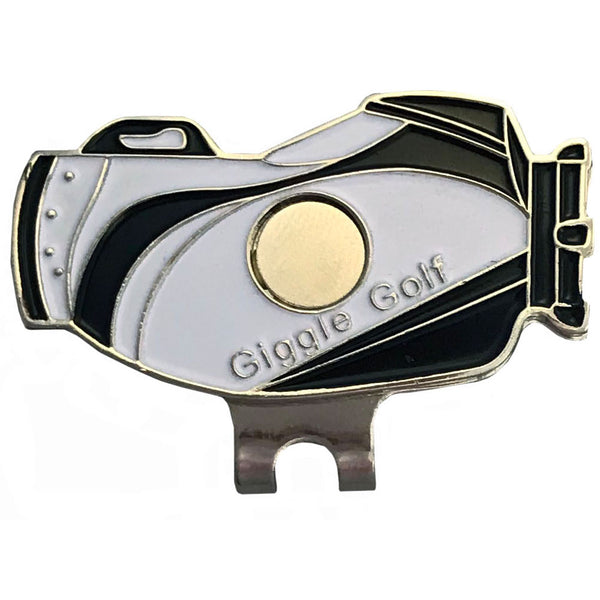 giggle golf black and white, magnetic golf bag shaped hat clip
