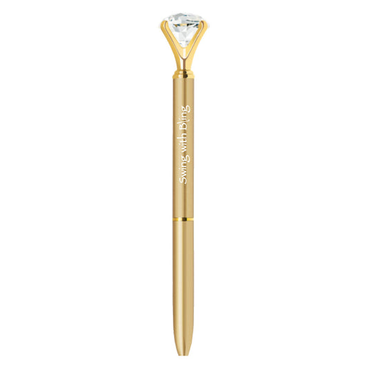 swing with bling gold metal pen with diamond on top