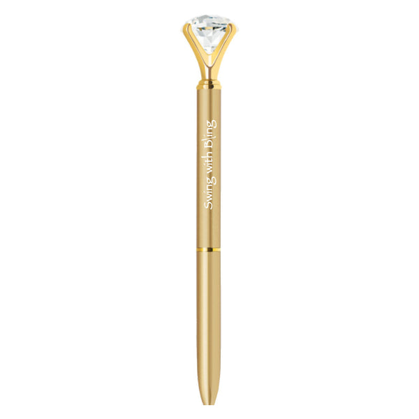 swing with bling gold metal pen with diamond on top