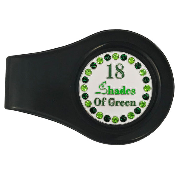 bling 18 shades of green golf ball marker with a magnetic black clip