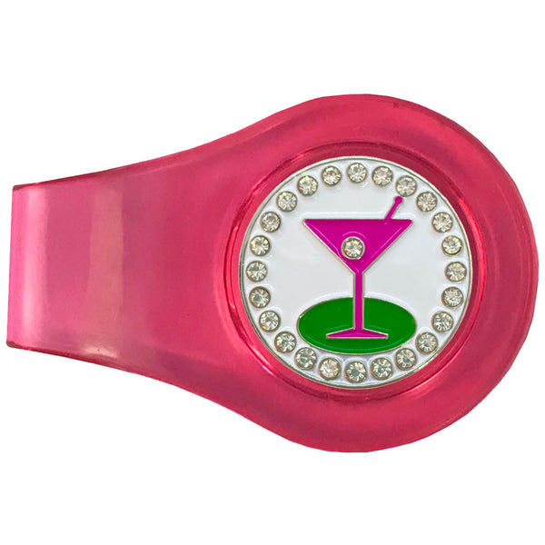 bling 19th hole golf ball marker with magnetic pink clip