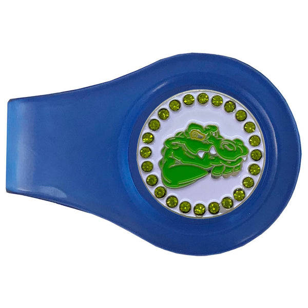 bling alligator golf ball marker with a magnetic blue clip