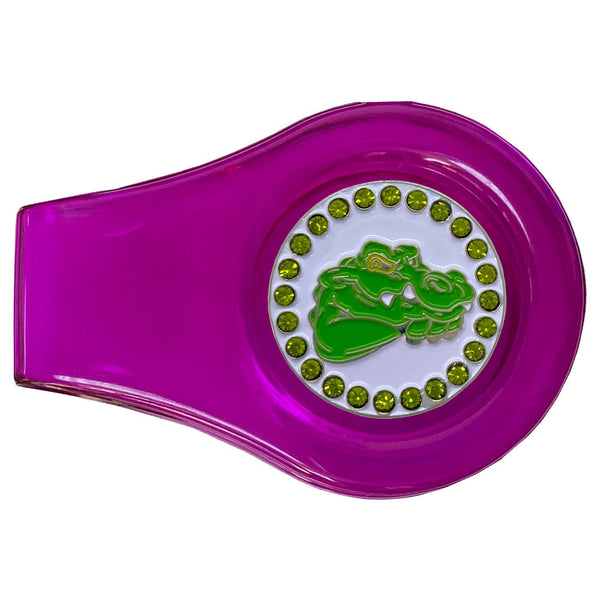 bling alligator golf ball marker with a magnetic purple clip