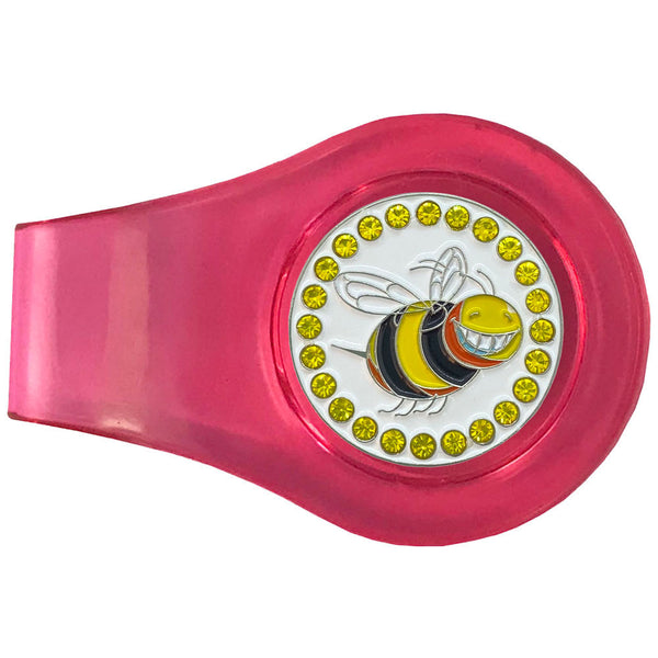 bling bee golf ball marker with a magnetic pink clip