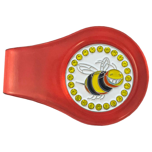 bling bee golf ball marker with a magnetic red clip