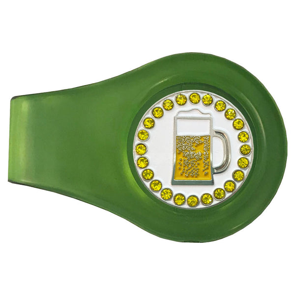 bling beer golf ball marker with a magnetic green clip