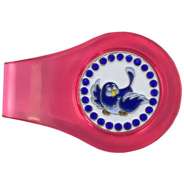 bling birdie golf ball marker with magnetic pink clip