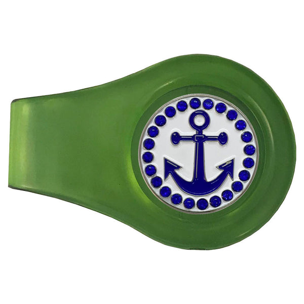bling blue anchor golf ball marker with a magnetic green clip