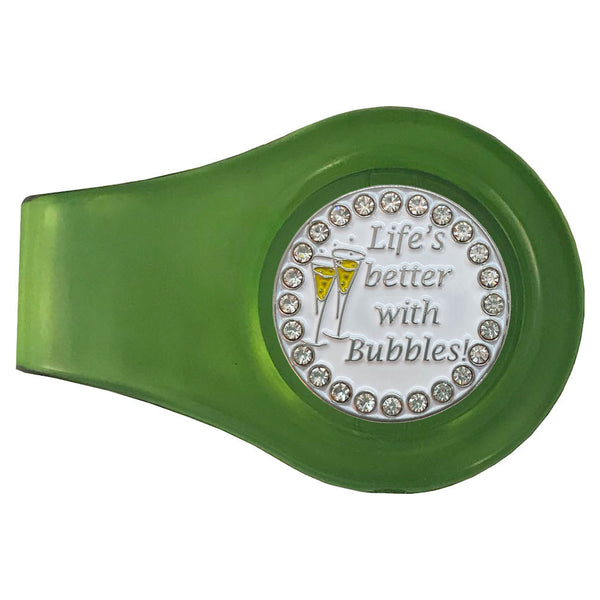 bling life's better with bubbles golf ball marker with a magnetic green clip