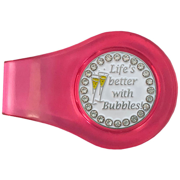 bling life's better with bubbles golf ball marker with a magnetic pink clip