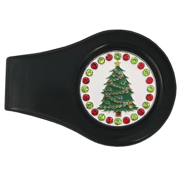 bling christmas tree golf ball marker with a magnetic black clip