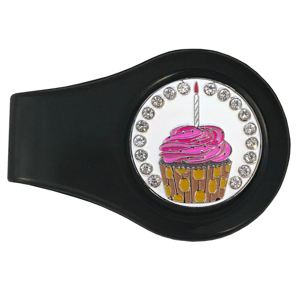 bling cupcake golf ball marker with a magnetic black clip