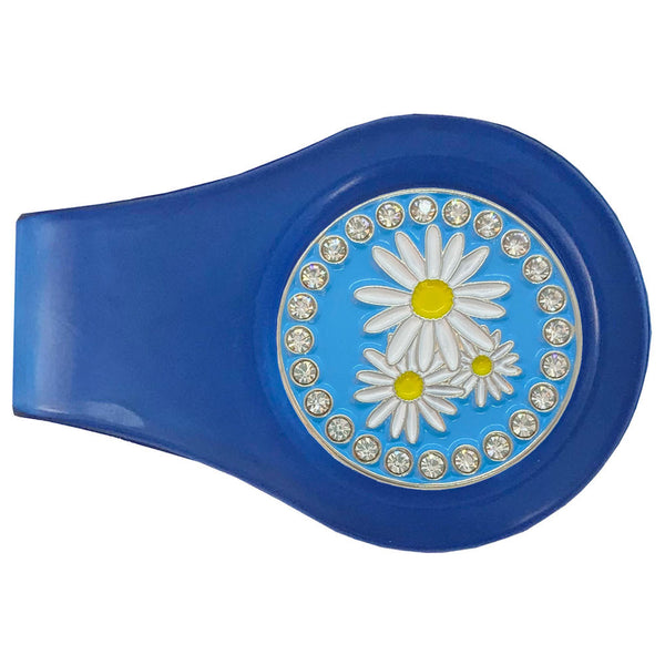 bling daisies golf ball marker with magnetic blue clip