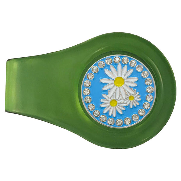 bling daisies golf ball marker with magnetic green clip