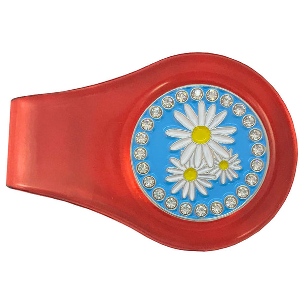 bling daisies golf ball marker with magnetic red clip
