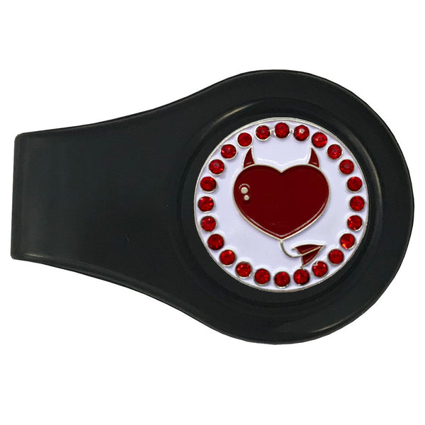 bling devilish heart golf ball marker with a magnetic black clip