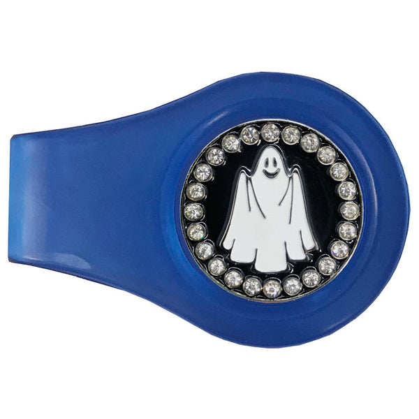 bling ghost golf ball marker with a magnetic blue clip