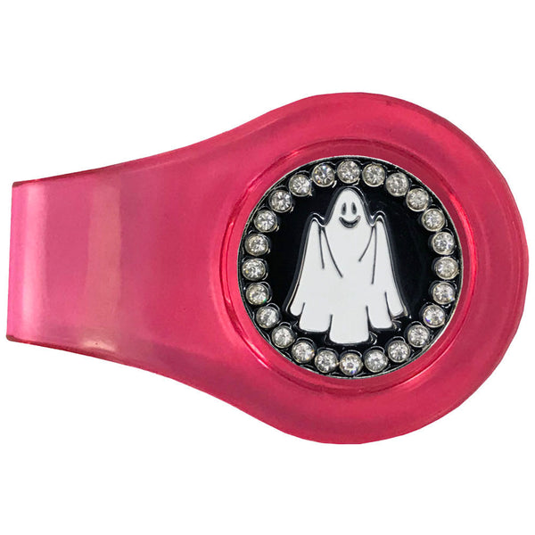 bling ghost golf ball marker with a magnetic pink clip