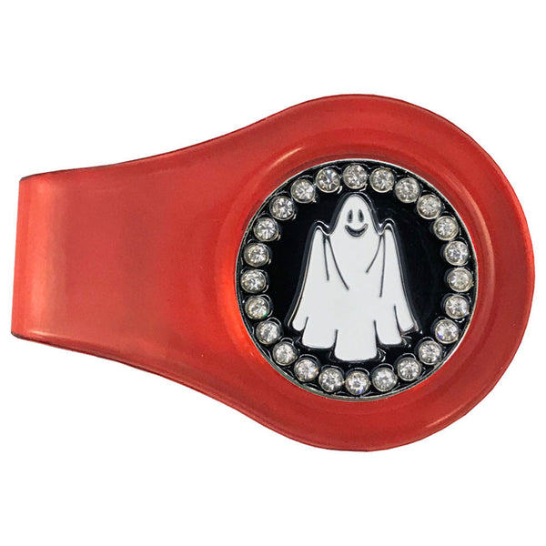 bling ghost golf ball marker with a magnetic red clip