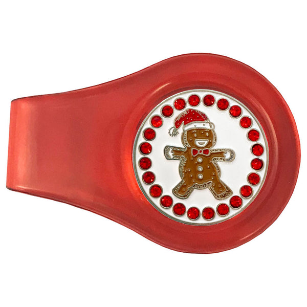 bling gingerbread man golf ball marker with a magentic red clip